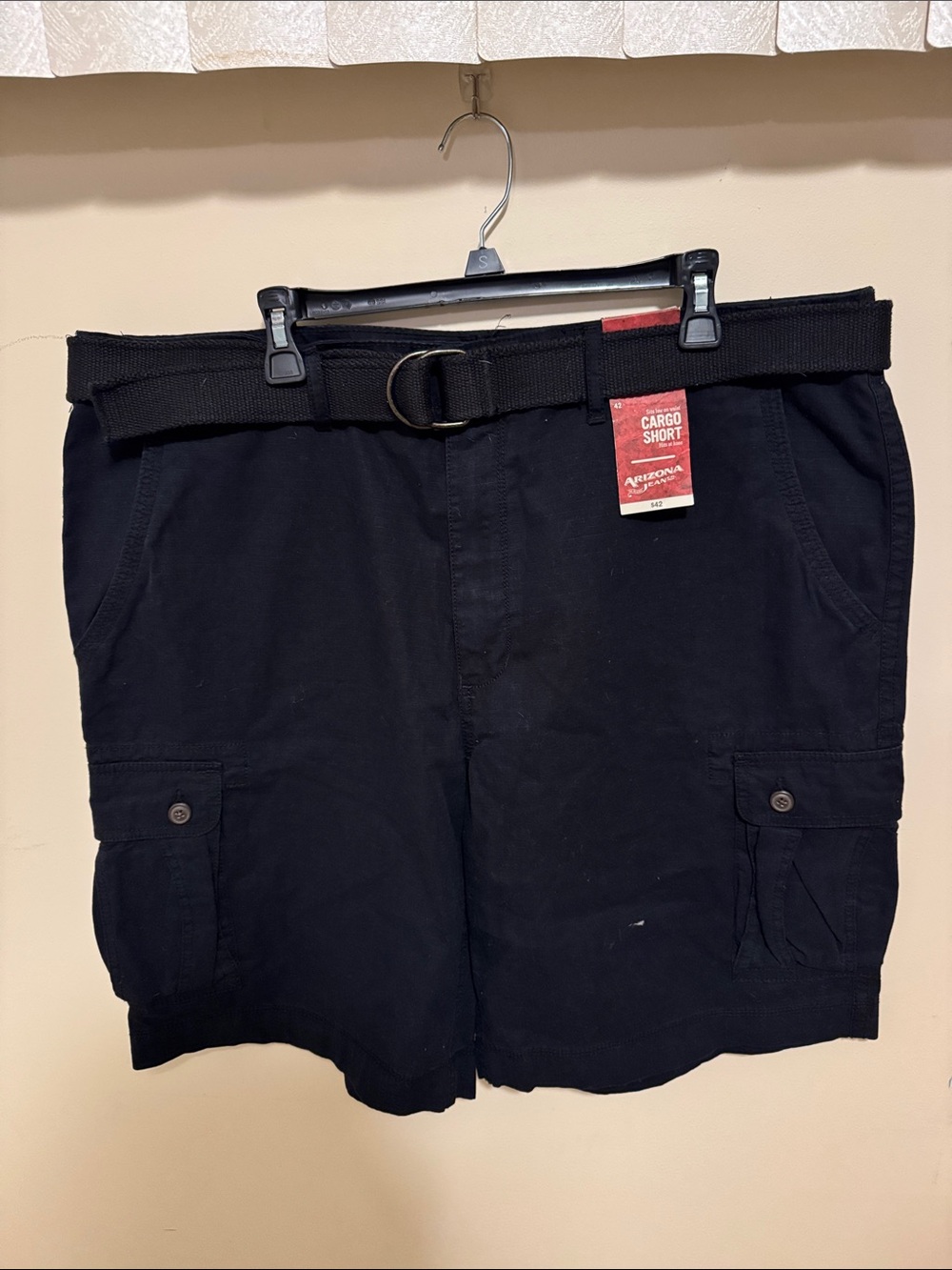 Arizona Jean Company Black Cargo Shorts with Web Belt